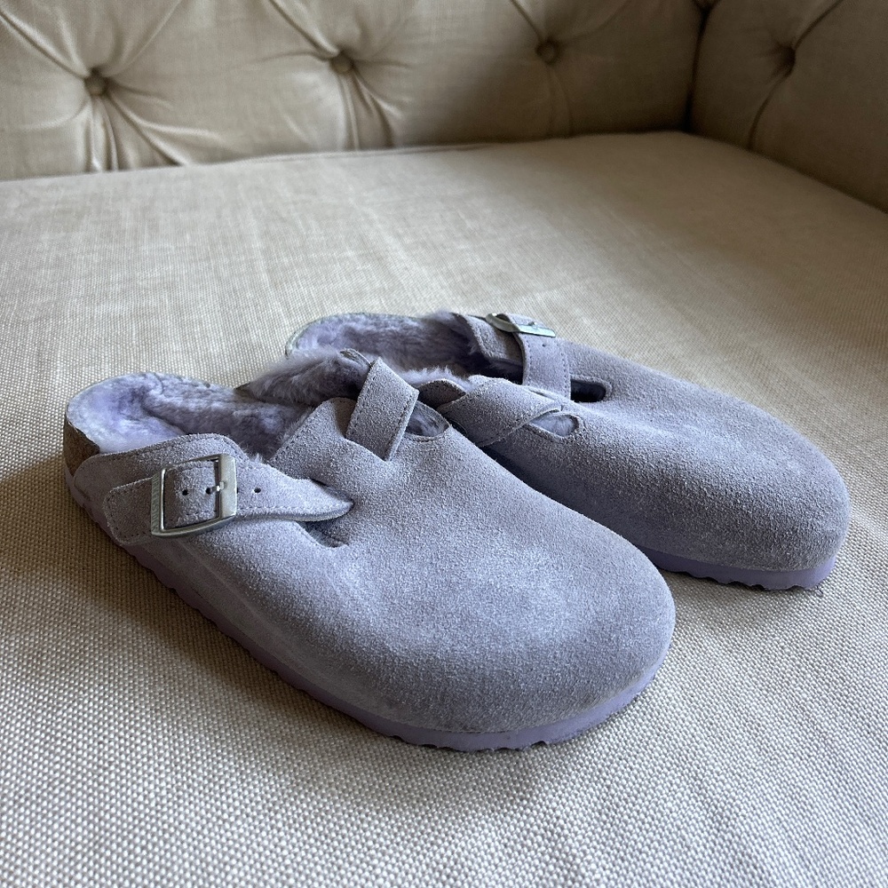 Birkenstock Clogs BOSTON SHEARLING SUEDE LEATHER